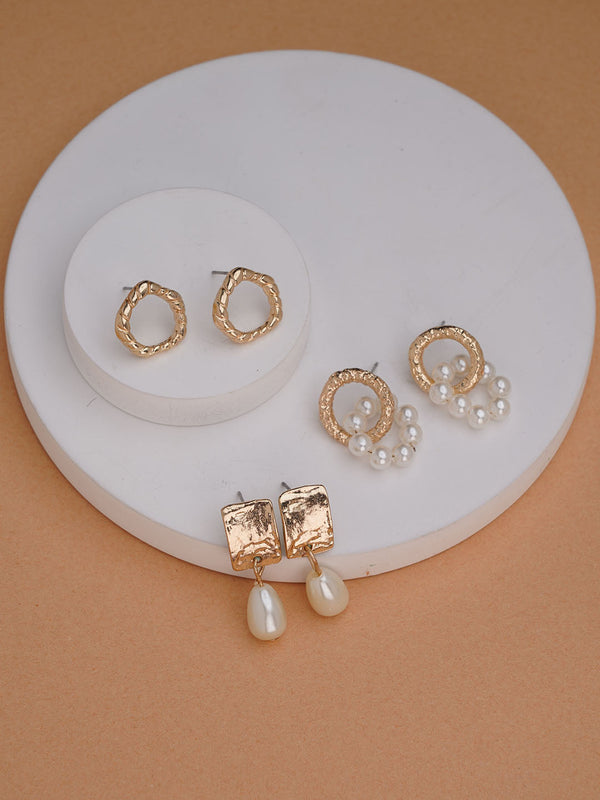 3 Pair Dainty Pearl Earrings - Shop authentic Indian Jewelry by Lili Origin