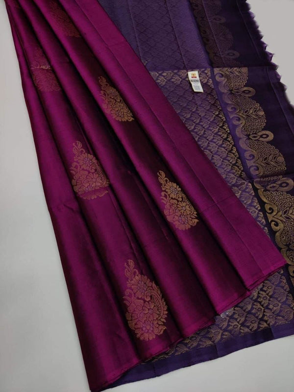 Adorable Purple Soft Silk Saree With Hypnotic Blouse Piece - Shop authentic Indian Women's Fashion by Silk Folks
