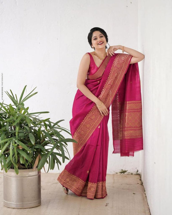Tempting Dark Pink Soft Silk Saree With Imaginative Blouse Piece - Shop authentic Indian Women's Fashion by Silk Folks
