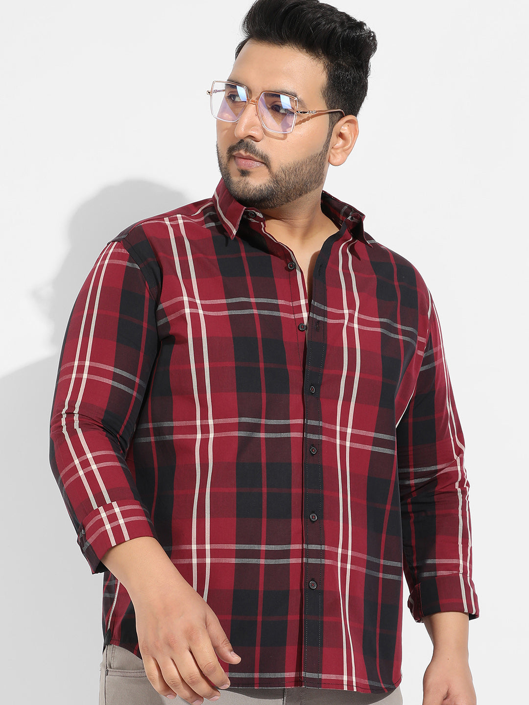 Plaid Red Cotton Shirt - Shop authentic Indian Men's Fashion by Instafab Plus