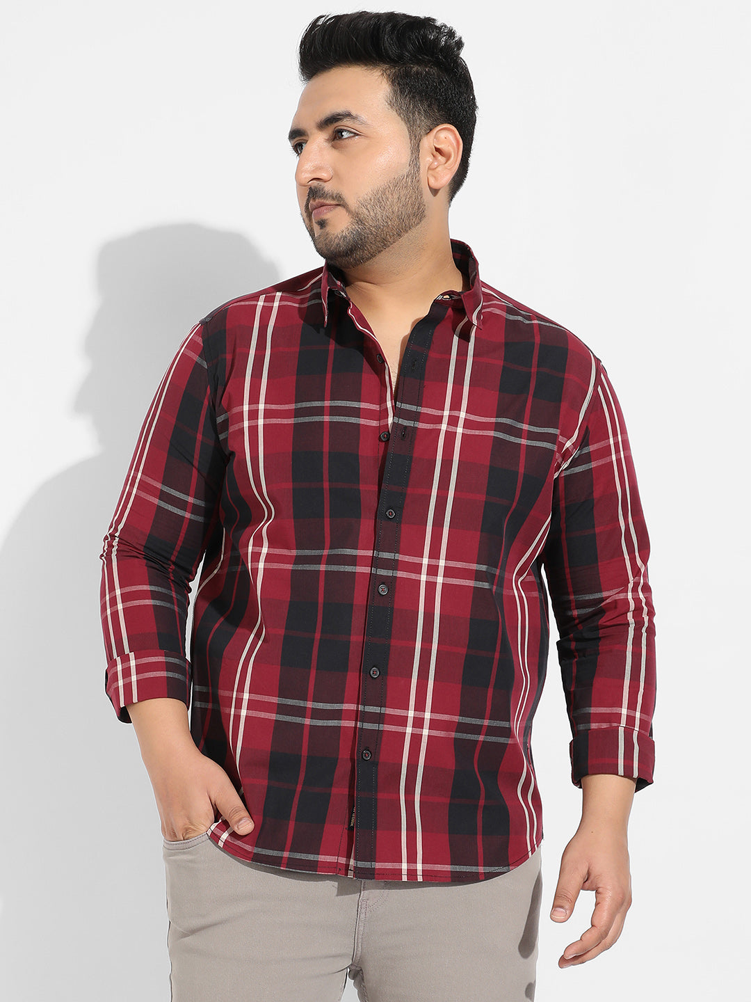 Plaid Red Cotton Shirt - Shop authentic Indian Men's Fashion by Instafab Plus