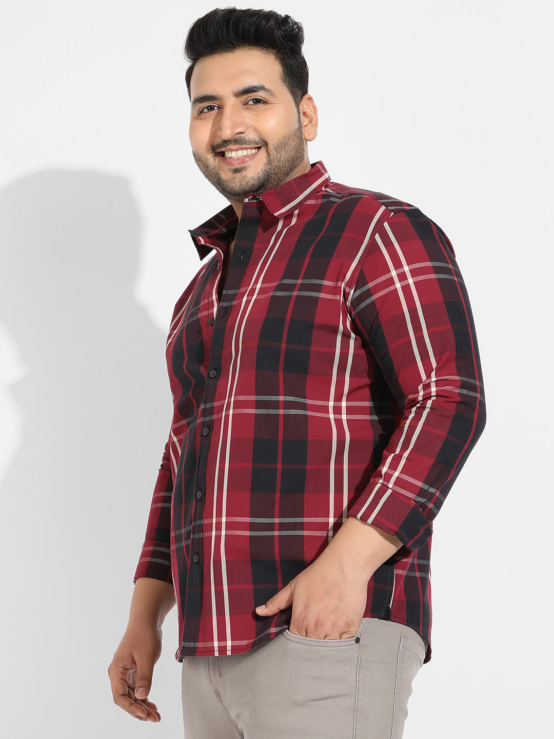 Plaid Red Cotton Shirt - Shop authentic Indian Men's Fashion by Instafab Plus