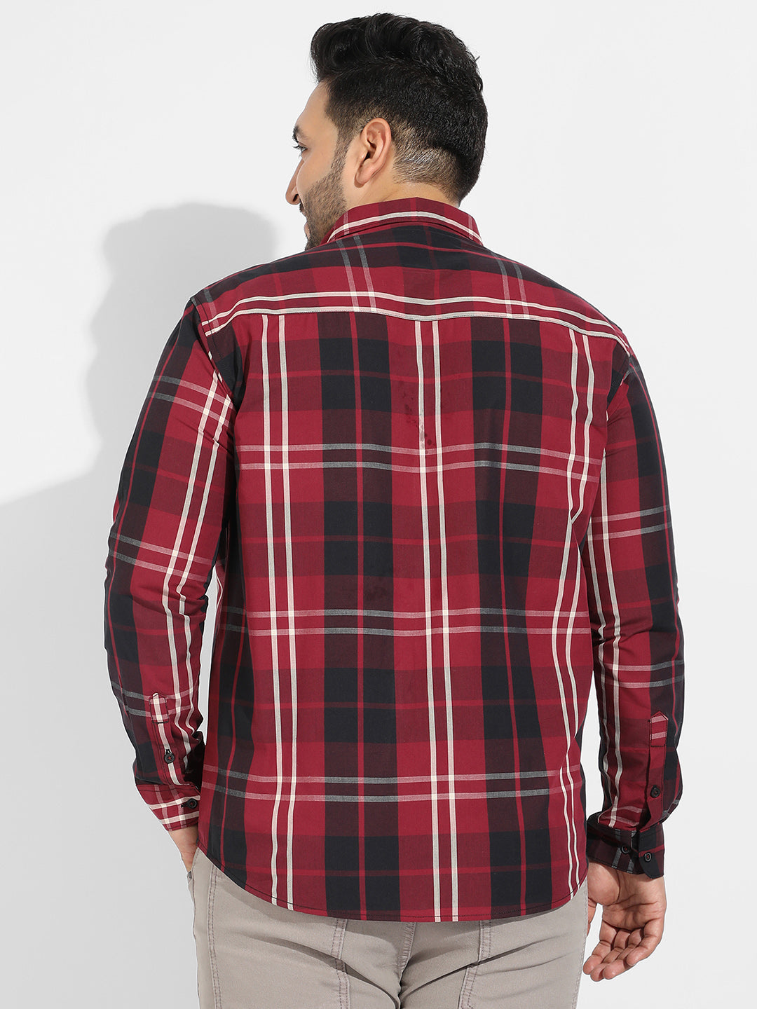 Plaid Red Cotton Shirt - Shop authentic Indian Men's Fashion by Instafab Plus