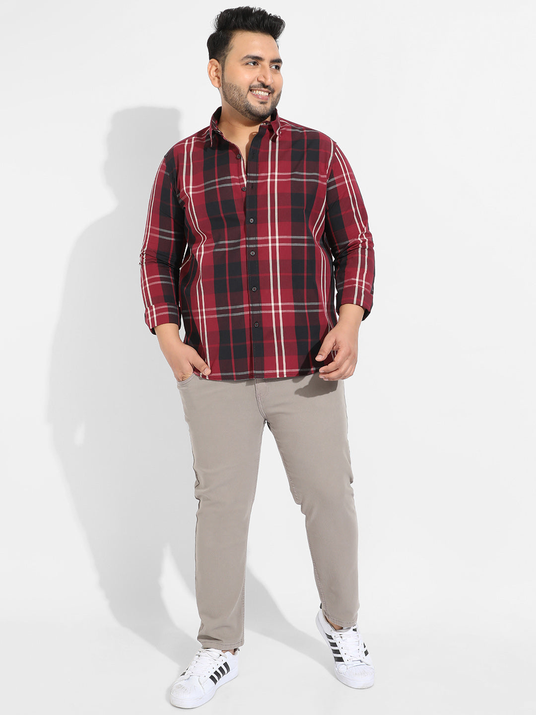 Plaid Red Cotton Shirt - Shop authentic Indian Men's Fashion by Instafab Plus