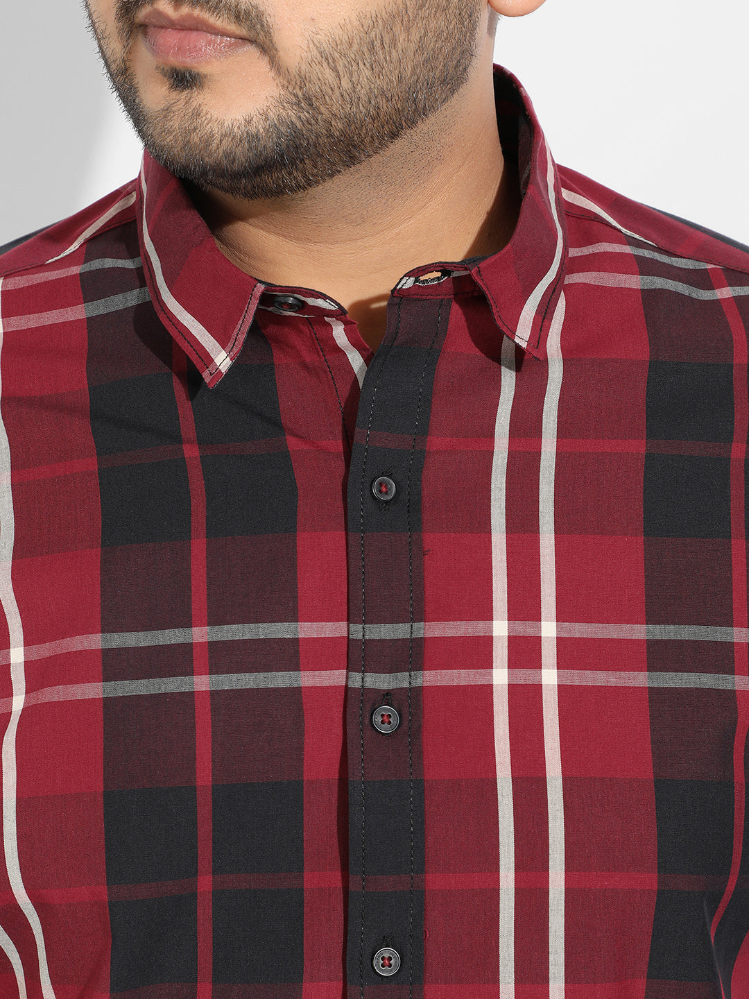 Plaid Red Cotton Shirt - Shop authentic Indian Men's Fashion by Instafab Plus