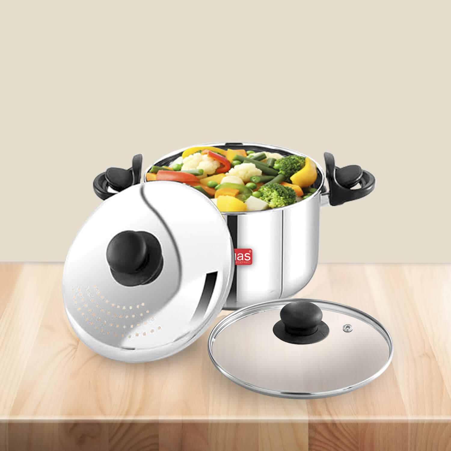 Buy Avias Stainless Steel Strainer Pot with Built-in Strainer Lid