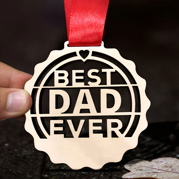 Best Dad Wooden Medal