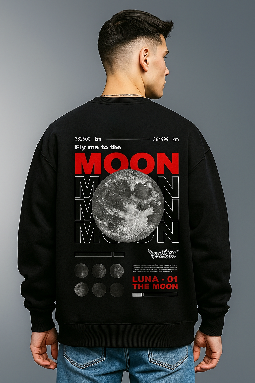 Buy CrazyBee Back Printed Moon Nasa Sweatshirt in India at Best