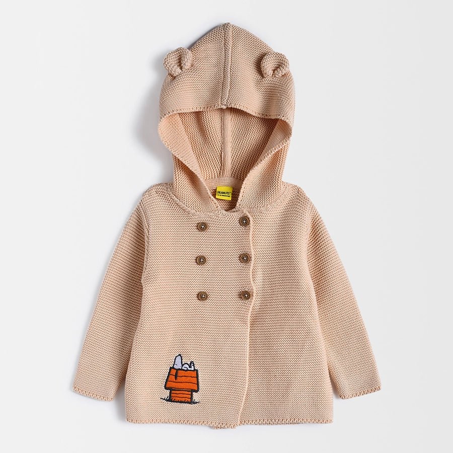 Buy Peanuts™ Knitted Peach Baby Hoodie Cardigan in India at Best
