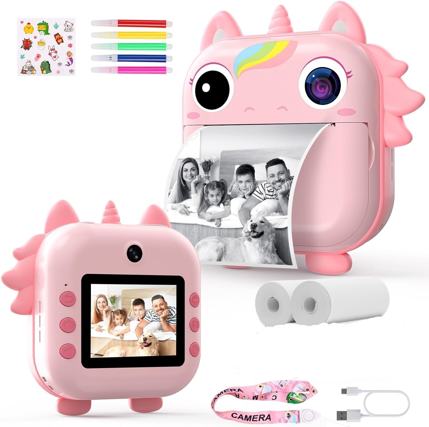 Buy Kid-Friendly Unicorn-Theme Instant Capture and Print Camera in ...