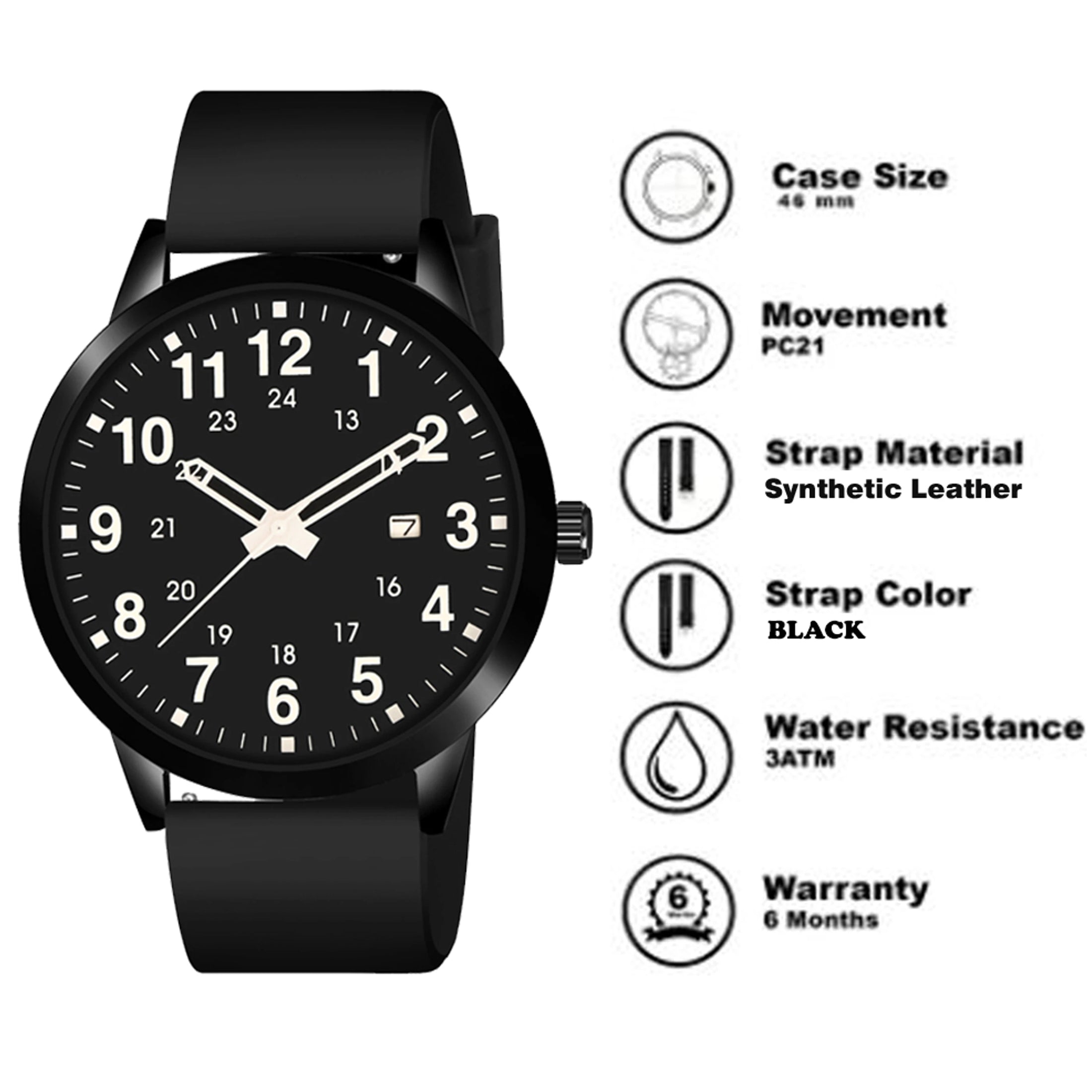 Analog Watch for Men - Black