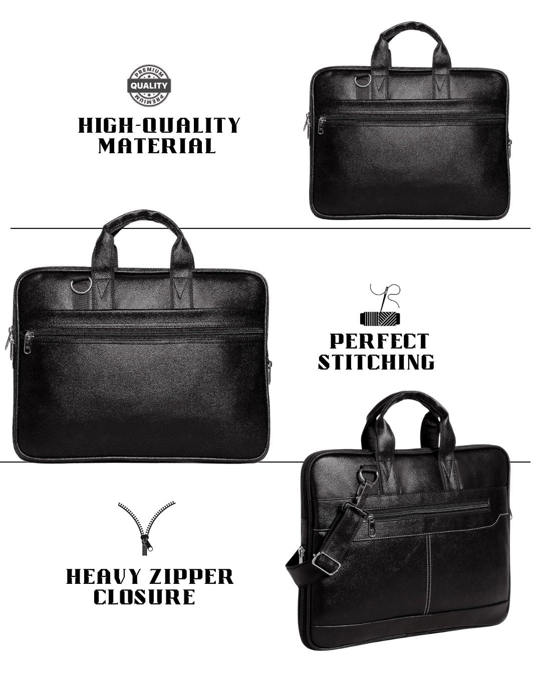 Buy Heganwalk Premium Black Laptop Office Bag – Sleek, Durable