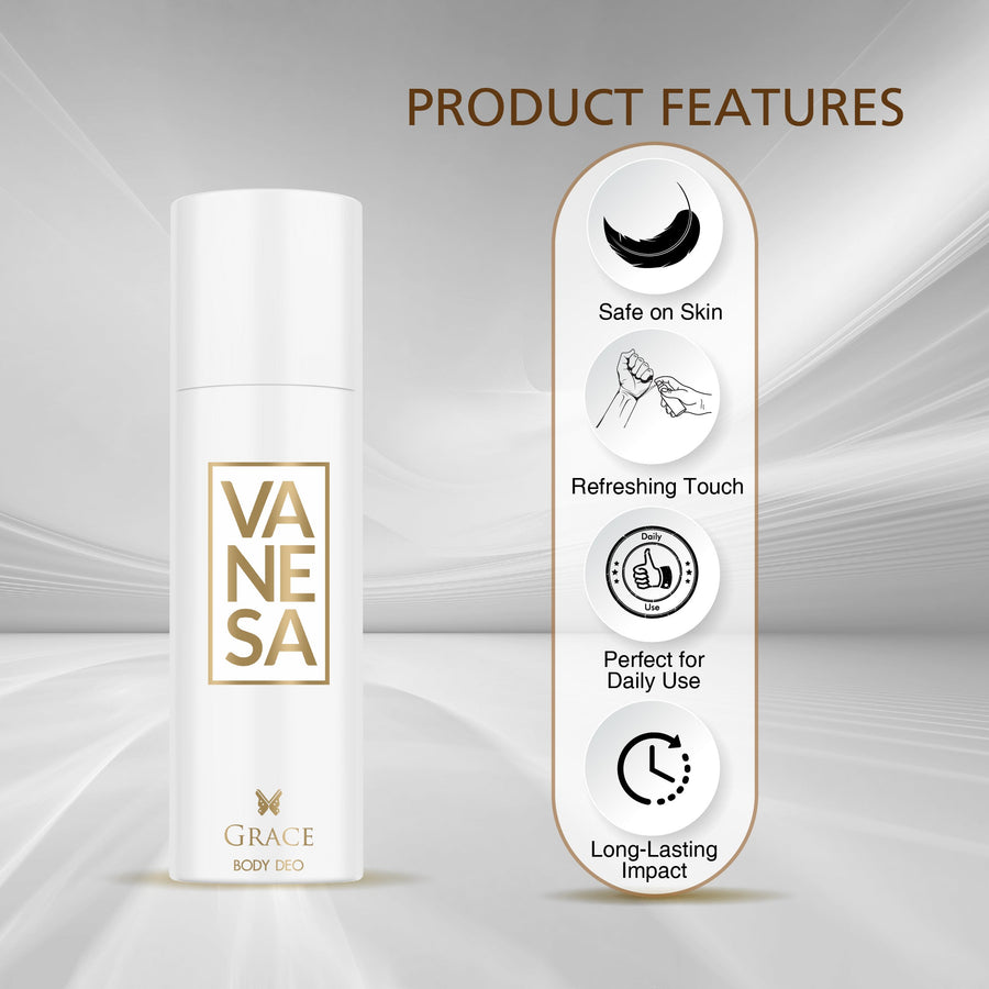 Vanesa Grace Body Deodorant |  Long Lasting Freshness | Skin Friendly  - Shop authentic Indian Beauty by Vanesa Beauty