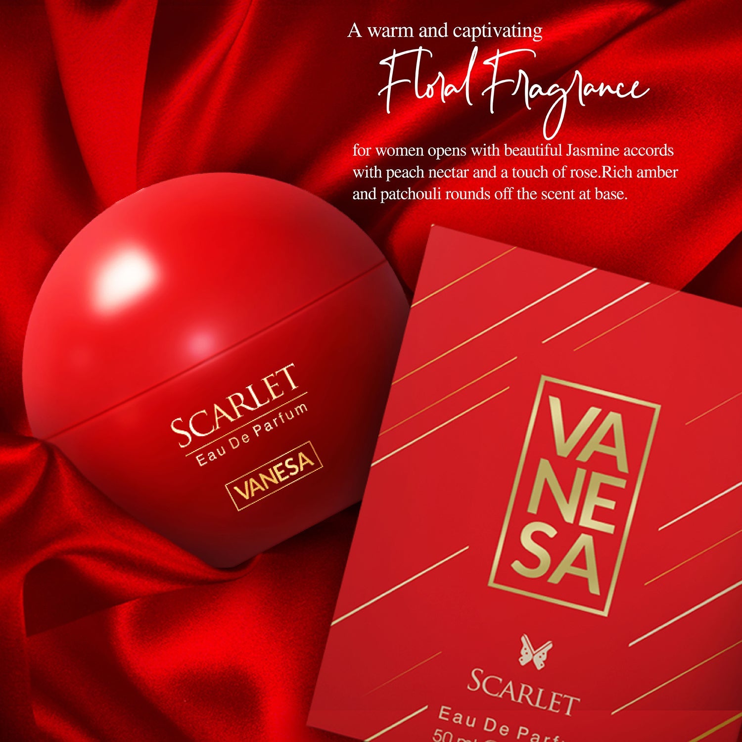 Vanesa Scarlet Eau De Parfum | Long Lasting Fragrance Perfume | Skin F - Shop authentic Indian Beauty by Vanesa Beauty