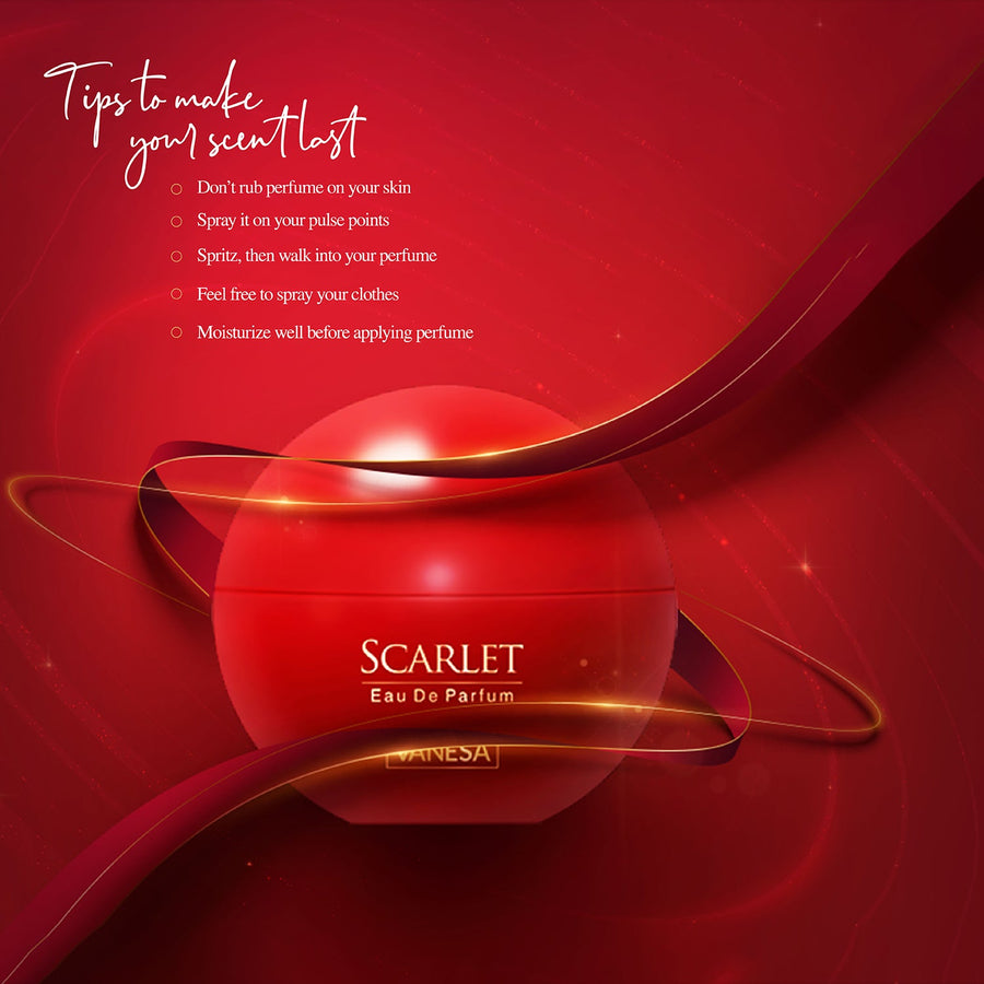 Vanesa Scarlet Eau De Parfum | Long Lasting Fragrance Perfume | Skin F - Shop authentic Indian Beauty by Vanesa Beauty