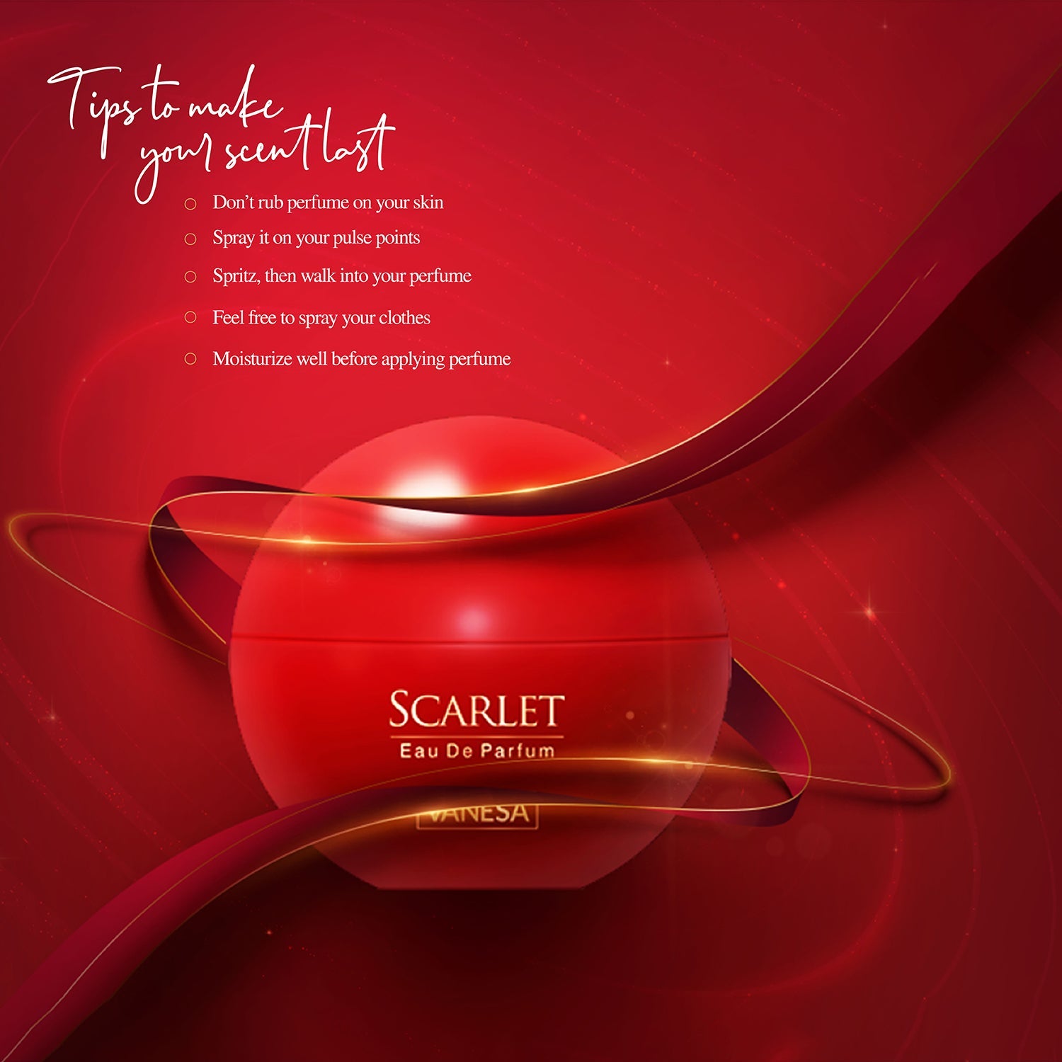 Vanesa Scarlet Eau De Parfum | Long Lasting Fragrance Perfume | Skin F - Shop authentic Indian Beauty by Vanesa Beauty