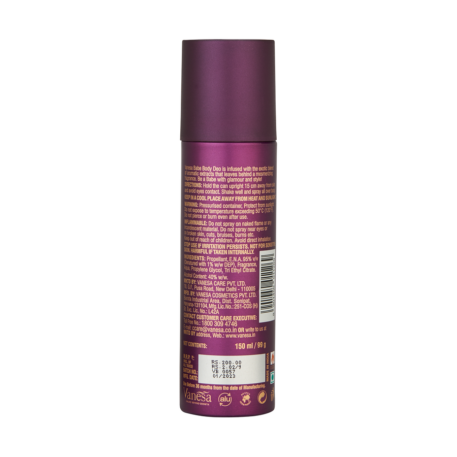 Vanesa Babe Body Deodorant |  Long Lasting Freshness | Skin Friendly | - Shop authentic Indian Beauty by Vanesa Beauty