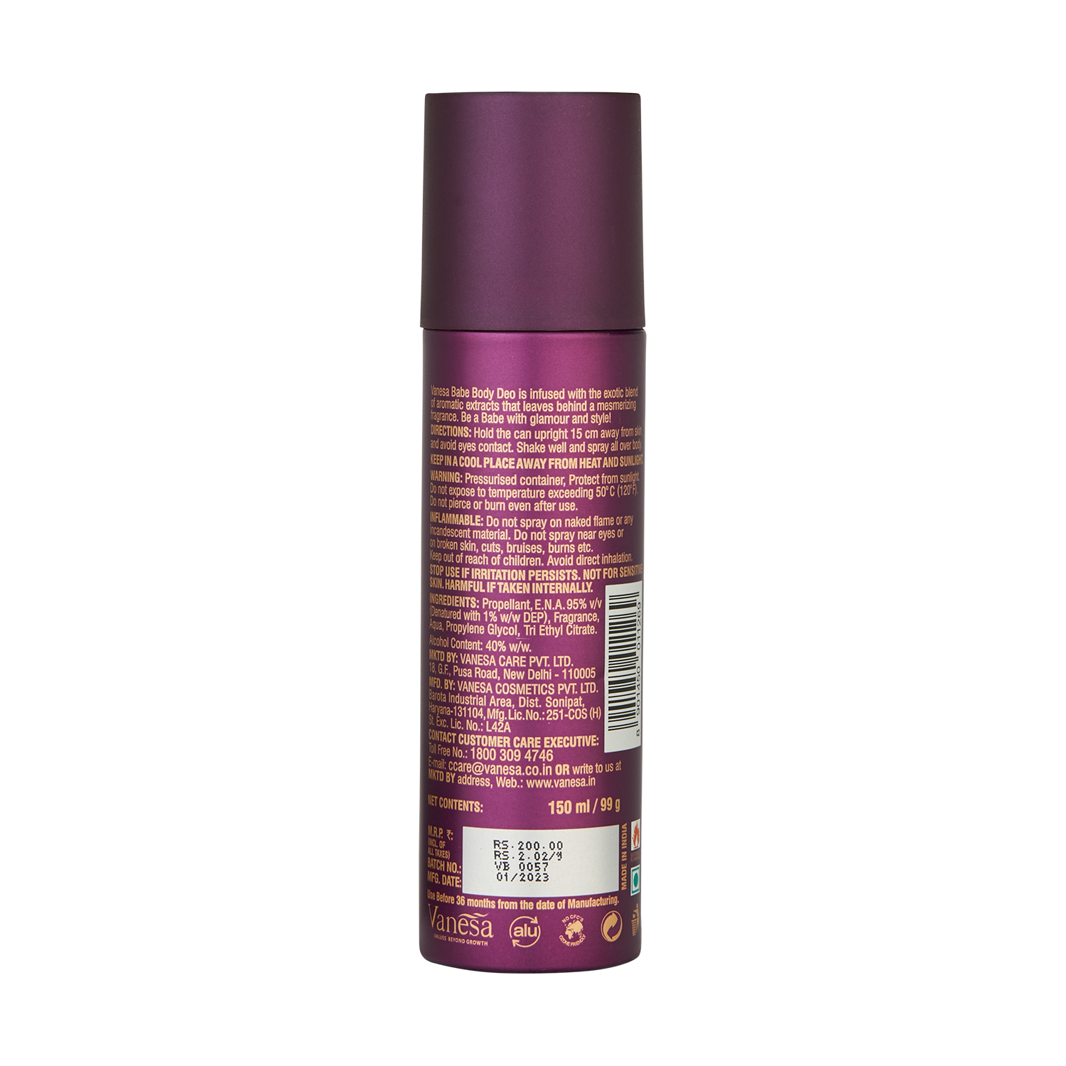 Vanesa Babe Body Deodorant |  Long Lasting Freshness | Skin Friendly | - Shop authentic Indian Beauty by Vanesa Beauty