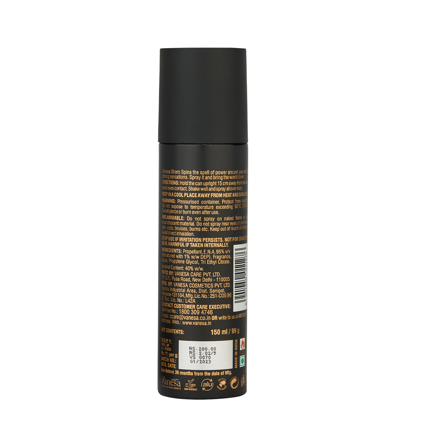 Vanesa Shero Body Deodorant |  Long Lasting Freshness | Skin Friendly  - Shop authentic Indian Beauty by Vanesa Beauty
