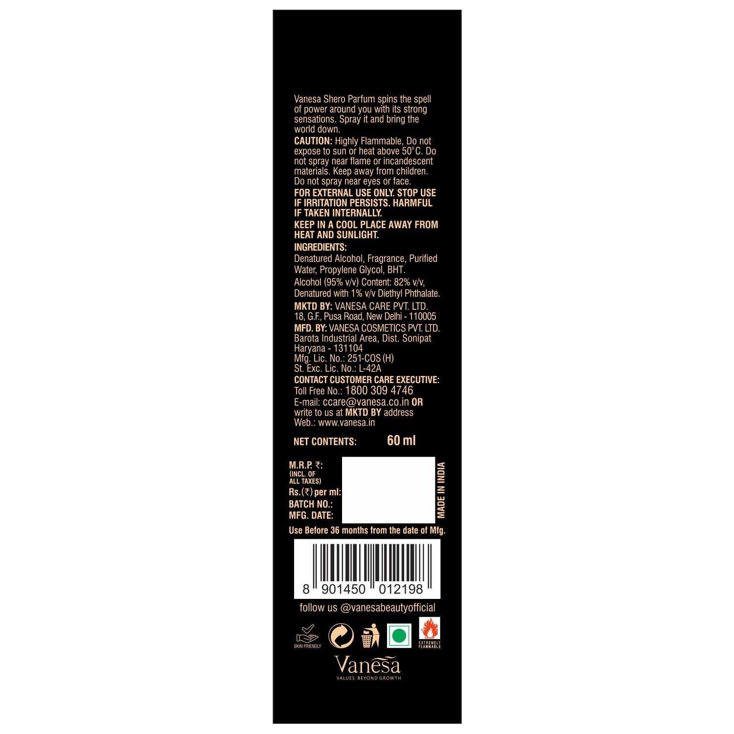 Vanesa Shero Eau De Parfum | Long Lasting Fragrance Perfume | Skin Fri - Shop authentic Indian Beauty by Vanesa Beauty