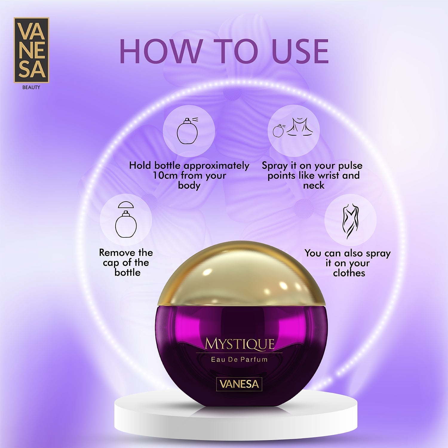Vanesa Mystique Eau De Parfum | Long Lasting Fragrance Perfume | Skin  - Shop authentic Indian Beauty by Vanesa Beauty