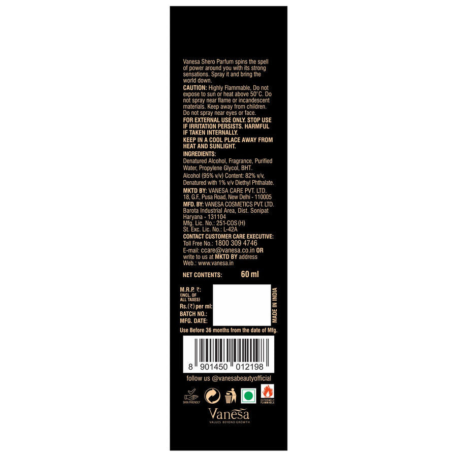 Vanesa Shero Eau De Parfum | Long Lasting Fragrance Perfume | Skin Fri - Shop authentic Indian Beauty by Vanesa Beauty