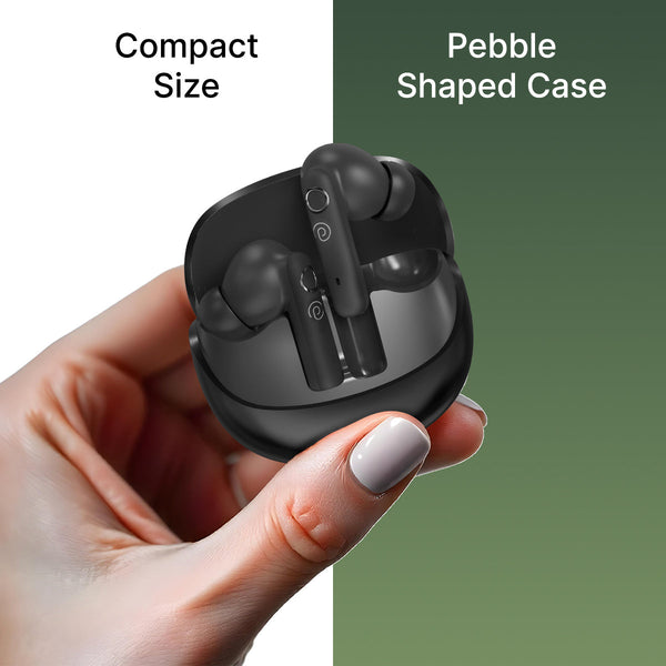 pTron Bassbuds Tunes V2 In-Ear TWS Earbuds with Stereo Sound, 40Hrs Playtime, Stereo Calls, Bluetooth v5.3 Headphones with Quick Pairing, Touch Control, Voice Assistant, Type C Charging & IPX5 (Black)