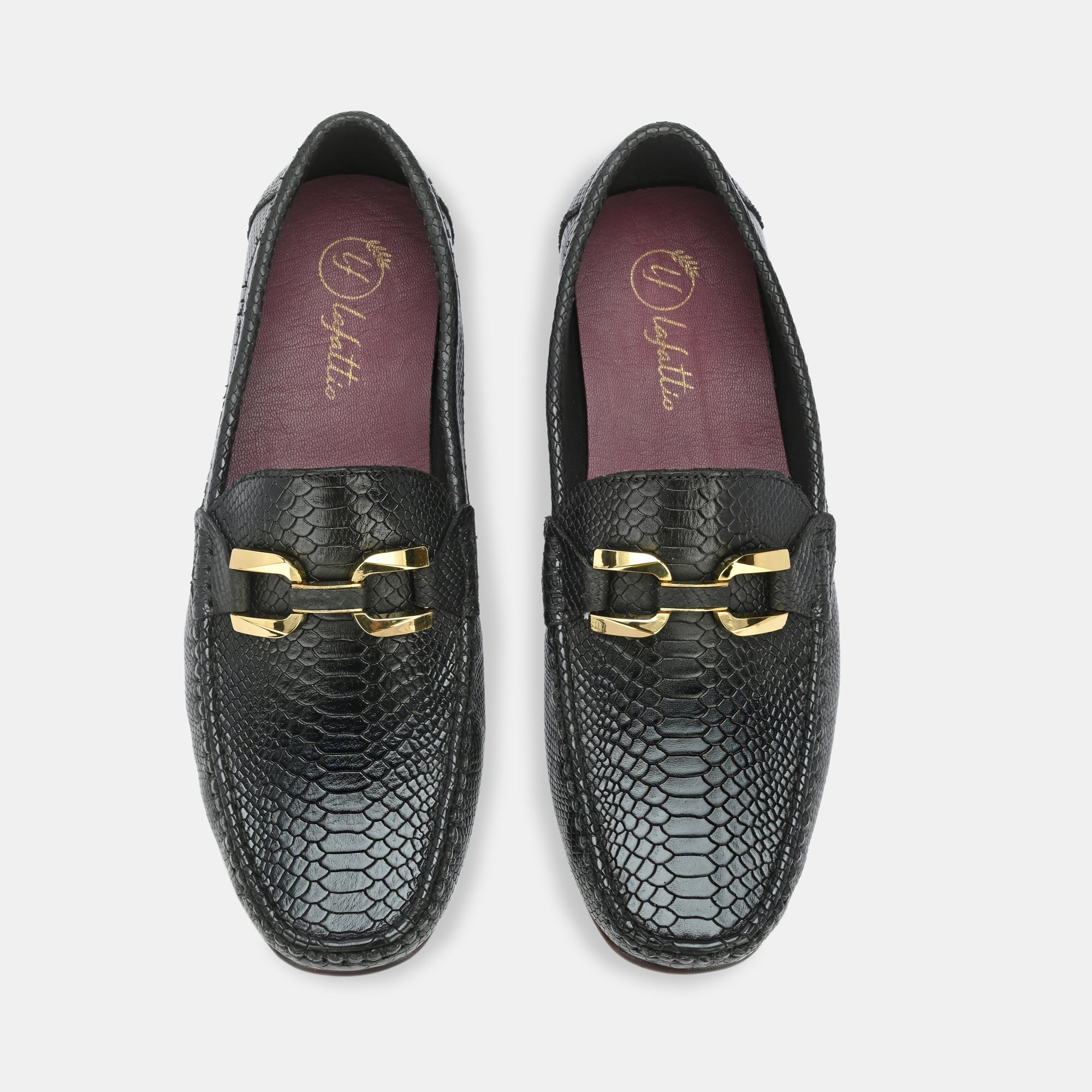 Black Imprinted Buckled Loafers By Lafattio