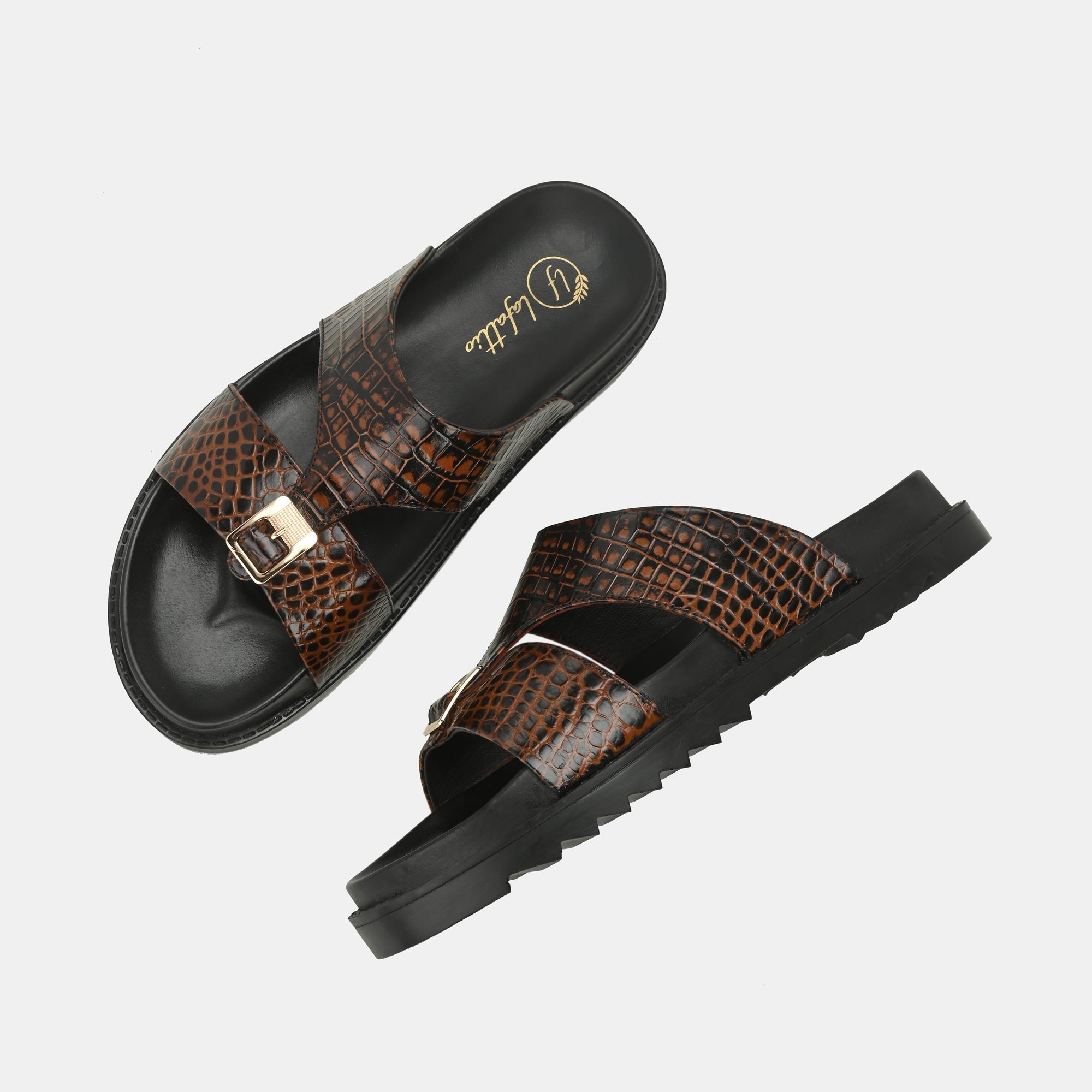 Brown Arba Slippers By Lafattio