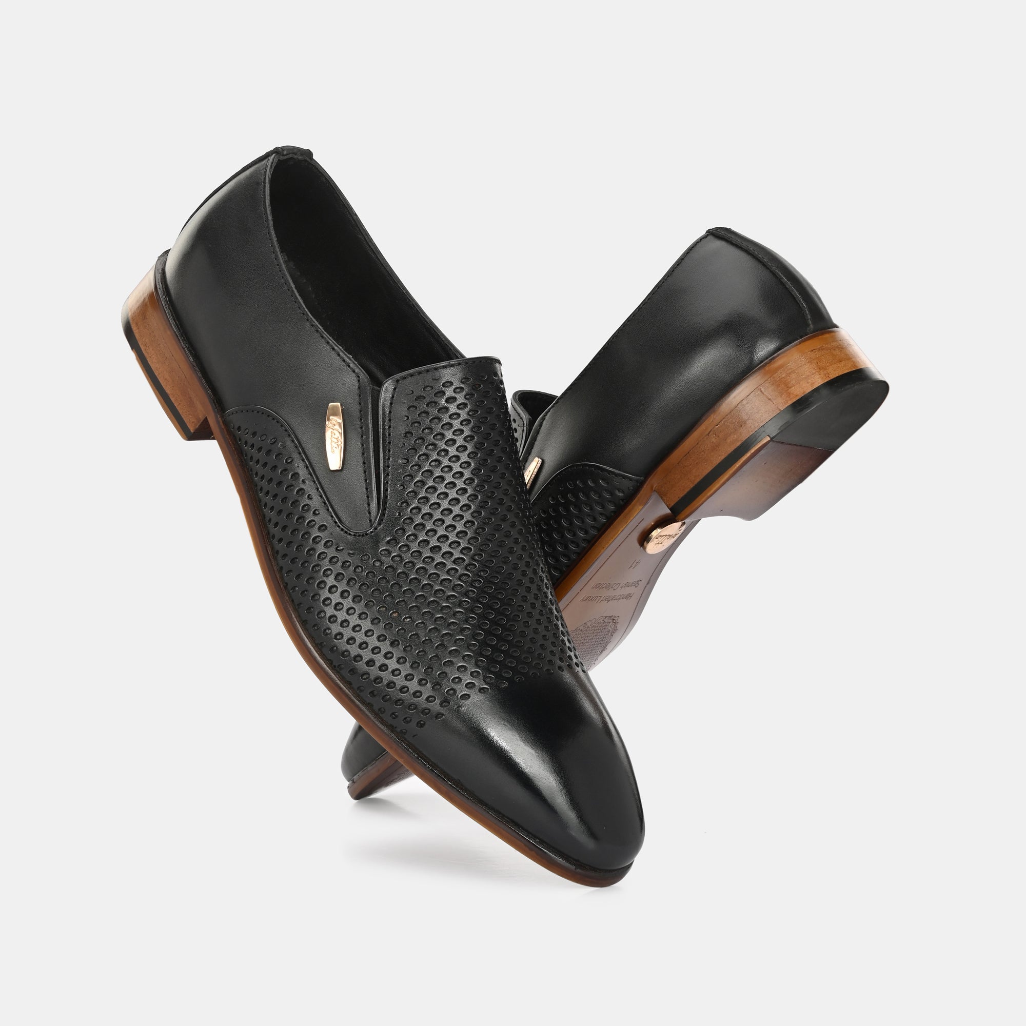 Black Perforated Moccasins By Lafattio