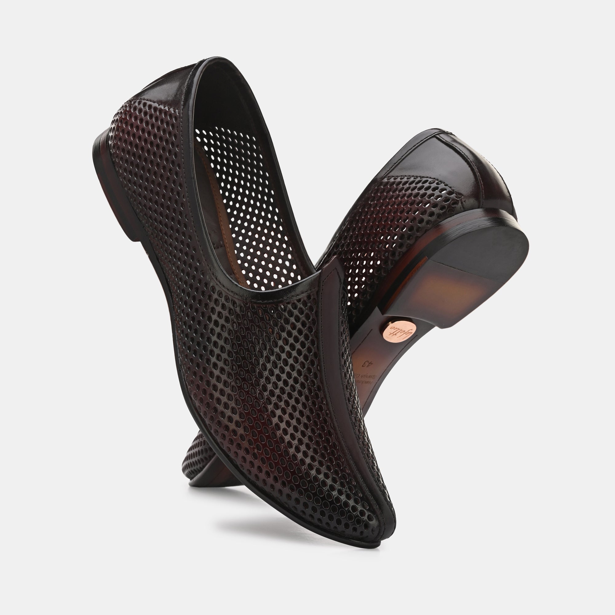 Brown Perforated Ethnic Jooti By Lafattio