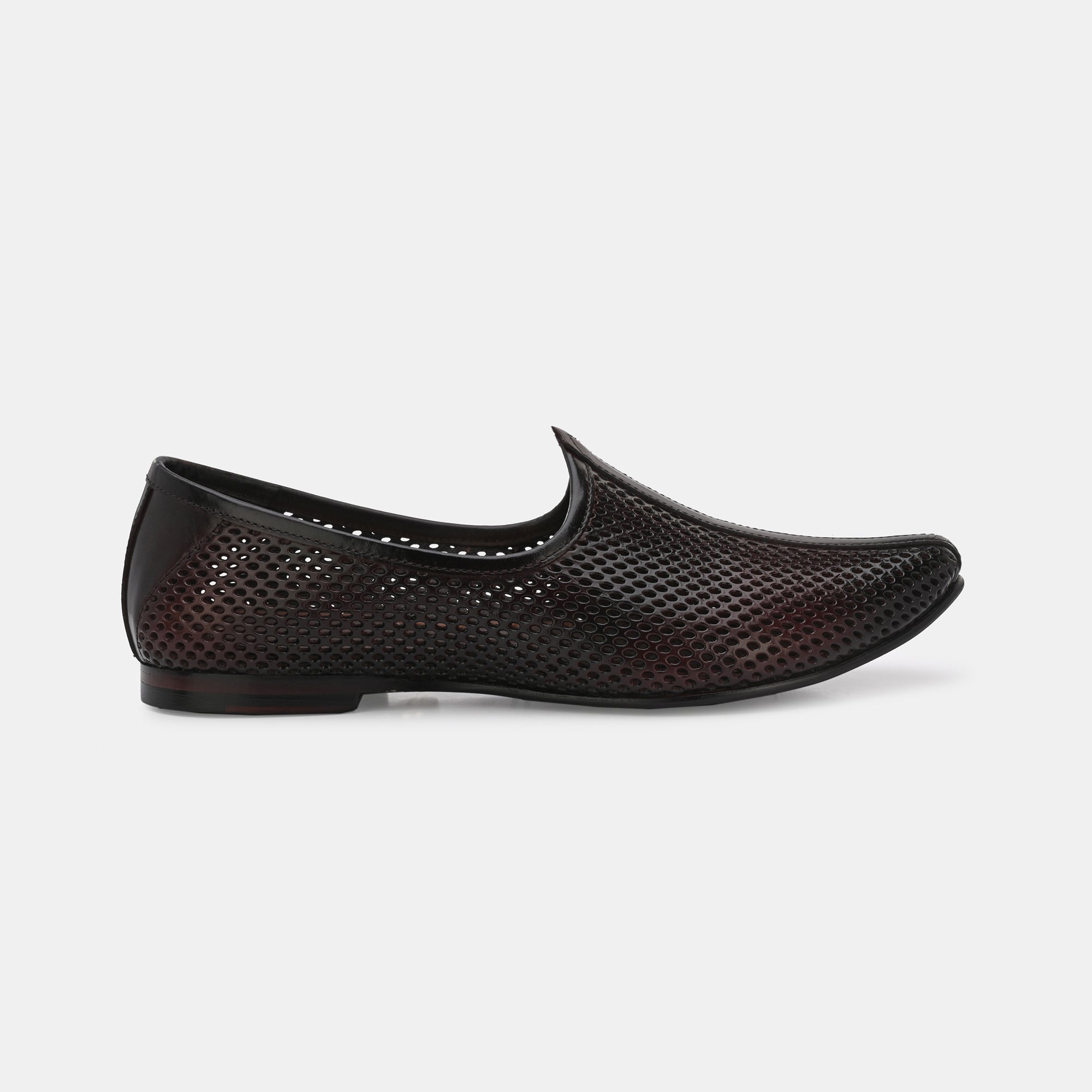 Brown Perforated Ethnic Jooti By Lafattio