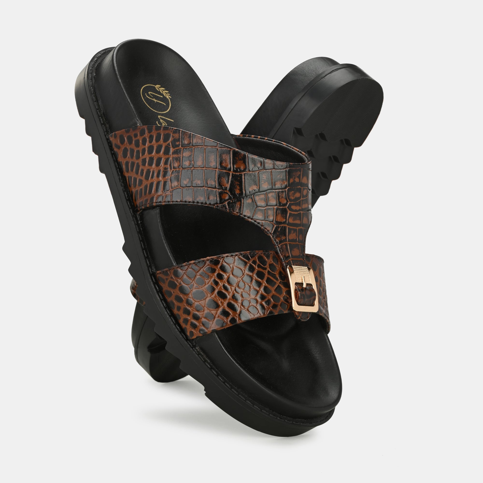 Brown Arba Slippers By Lafattio