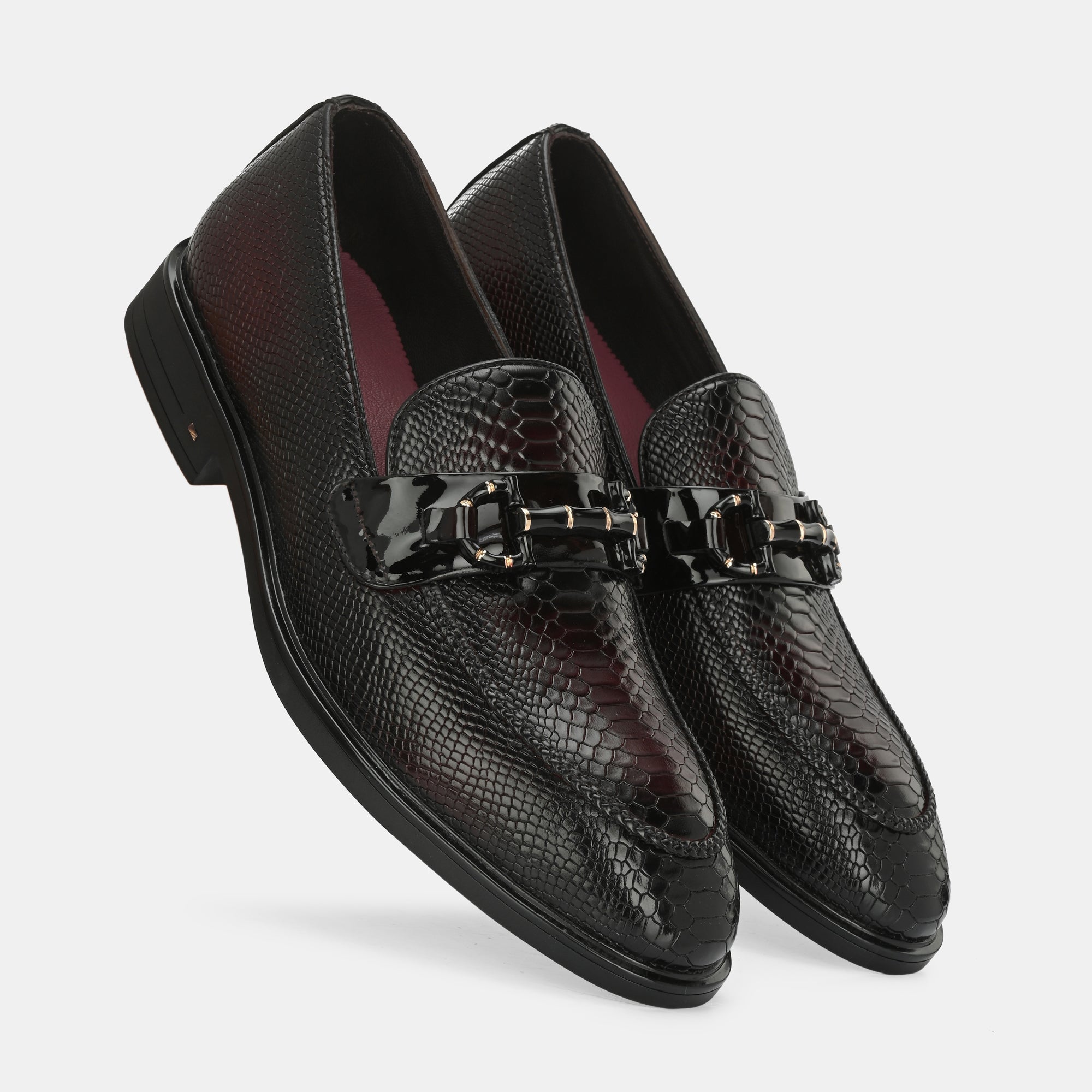 Cherry Textured Buckled Loafers By Lafattio