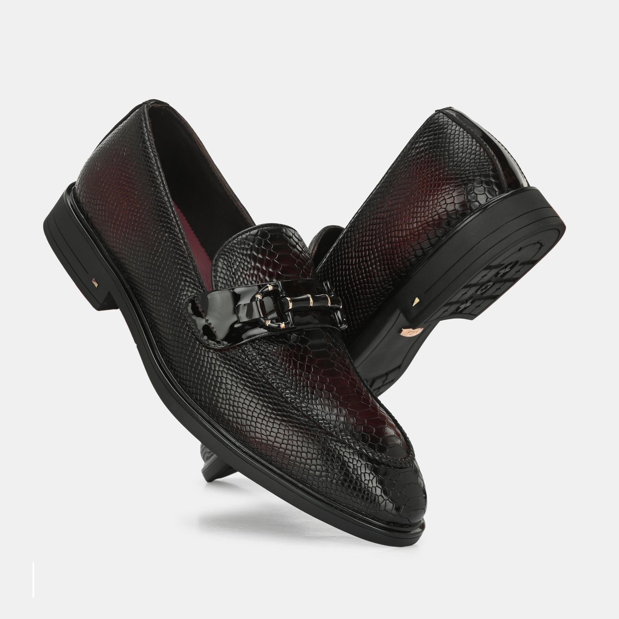Cherry Textured Buckled Loafers By Lafattio