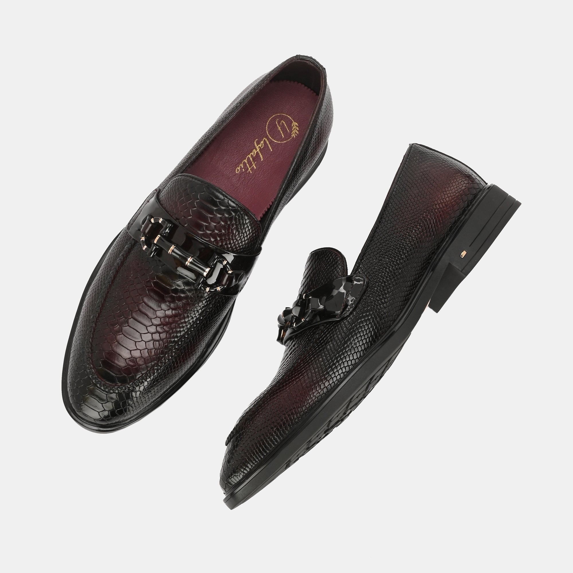 Cherry Textured Buckled Loafers By Lafattio