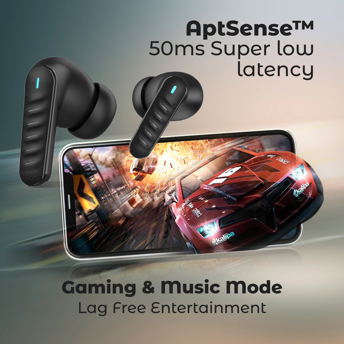 pTron Bassbuds Bliss TWS in Ear Earbuds with 4 Quadpro Mics, 3D Audioscape, Trutalk Enc Calls, 40H Playtime, 50Ms Low-Latency Game/Music Modes, BT5.3, Type C Fast Charging & IPX5 Water Resistant (Jet Black)