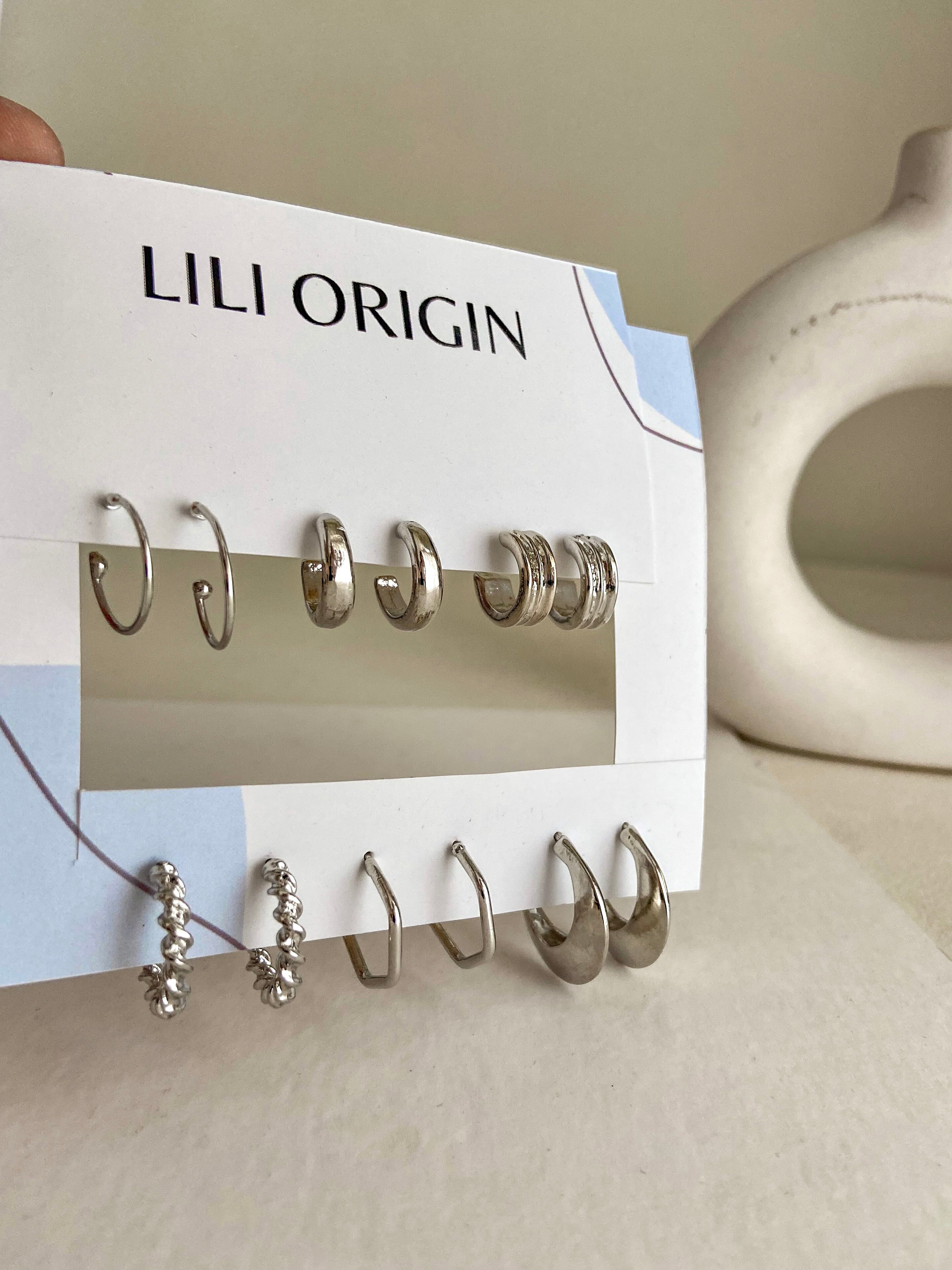 6 pack small silver hoops Earrings - Shop authentic Indian Jewelry by Lili Origin