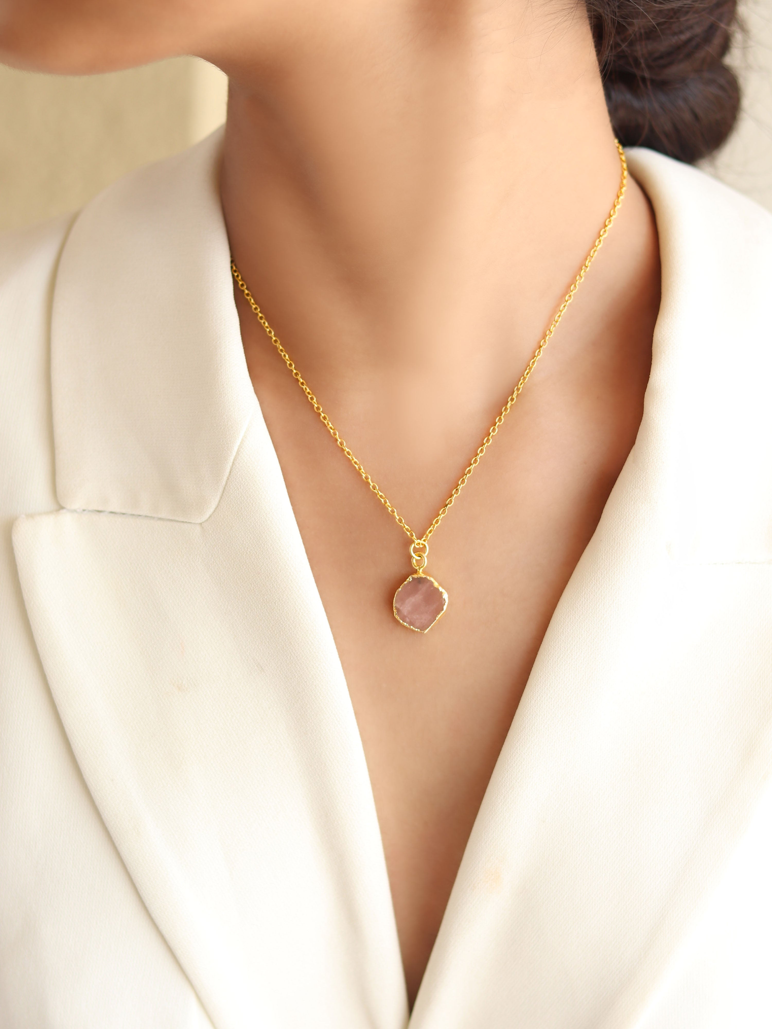 Rose Quarts Crystal Necklace - Shop authentic Indian Jewelry by Lili Origin