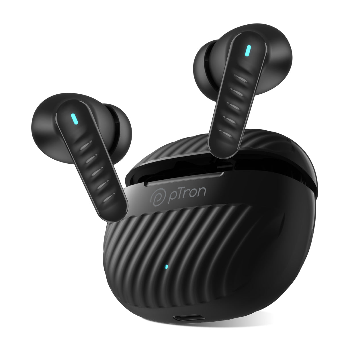 pTron Bassbuds Bliss TWS in Ear Earbuds with 4 Quadpro Mics, 3D Audioscape, Trutalk Enc Calls, 40H Playtime, 50Ms Low-Latency Game/Music Modes, BT5.3, Type C Fast Charging & IPX5 Water Resistant (Jet Black)