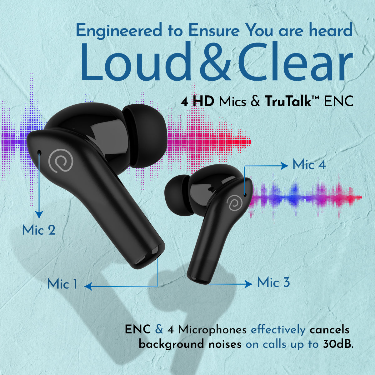 pTron Zenbuds Evo X1 Pro In-Ear TWS Earbuds, 65Hrs Playtime, 4 Mic TruTalk ENC Calls, Deep Bass, Bluetooth 5.3 Headphones,Fast Type-C Charging,Voice Asst. Touch Controls & IPX5 Water Resistant (Black)