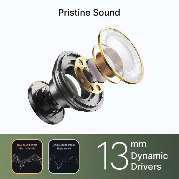 pTron Bassbuds Tunes V2 In-Ear TWS Earbuds with Stereo Sound, 40Hrs Playtime, Stereo Calls, Bluetooth v5.3 Headphones with Quick Pairing, Touch Control, Voice Assistant, Type C Charging & IPX5 (Black)