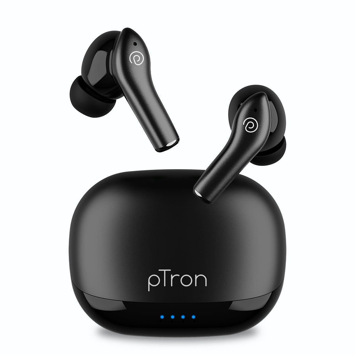 pTron Basspods Encore Quad Mic ENC TWS Earbuds with 50H Playtime, Immersive Sound, in-Ear Bluetooth 5.3 Headphones, Type-C Fast Charging, Voice Assistant, Touch Controls & IPX4 Water Resistant (Black)