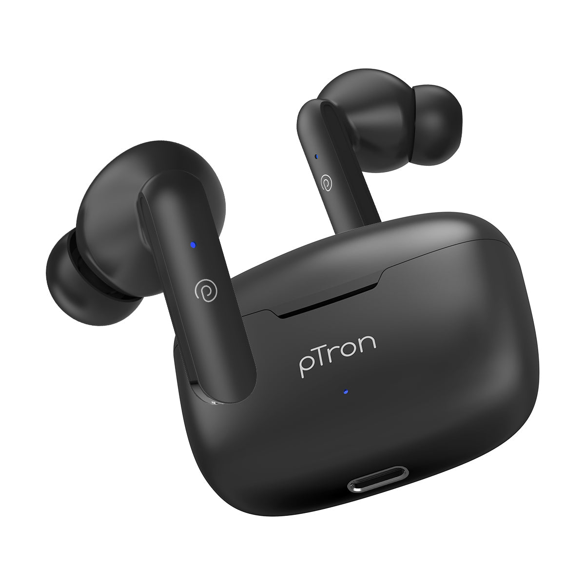 pTron Basspods P81 in-Ear Wireless Earbuds, Pristine Sound, 32Hrs Playtime, Clear Calls TWS Earbuds, Bluetooth V5.1 Headphone, Type-C Fast Charging, Voice Assist & IPX4 Water Resistant (Black)
