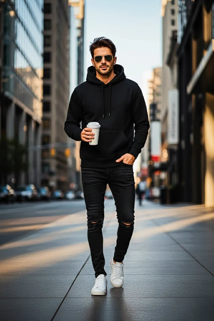 Black Solid Hoodie