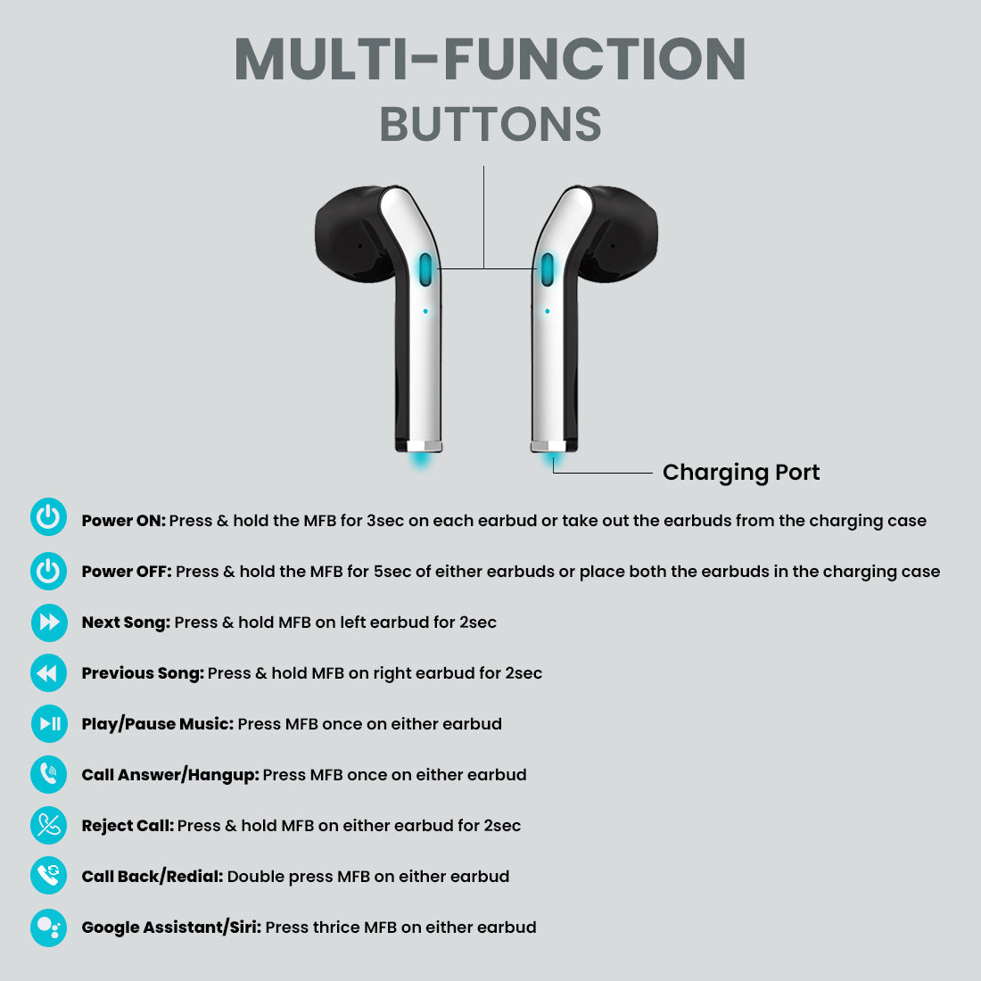 pTron Basspods 481 True Wireless Bluetooth v5.0 Headphones, Hi-Fi Stereo Sound, Fast Pairing, Passive Noise Cancelling TWS Earbuds, Voice Assistance, 12Hrs Playtime with Case & HD Mic (Black & Silver)