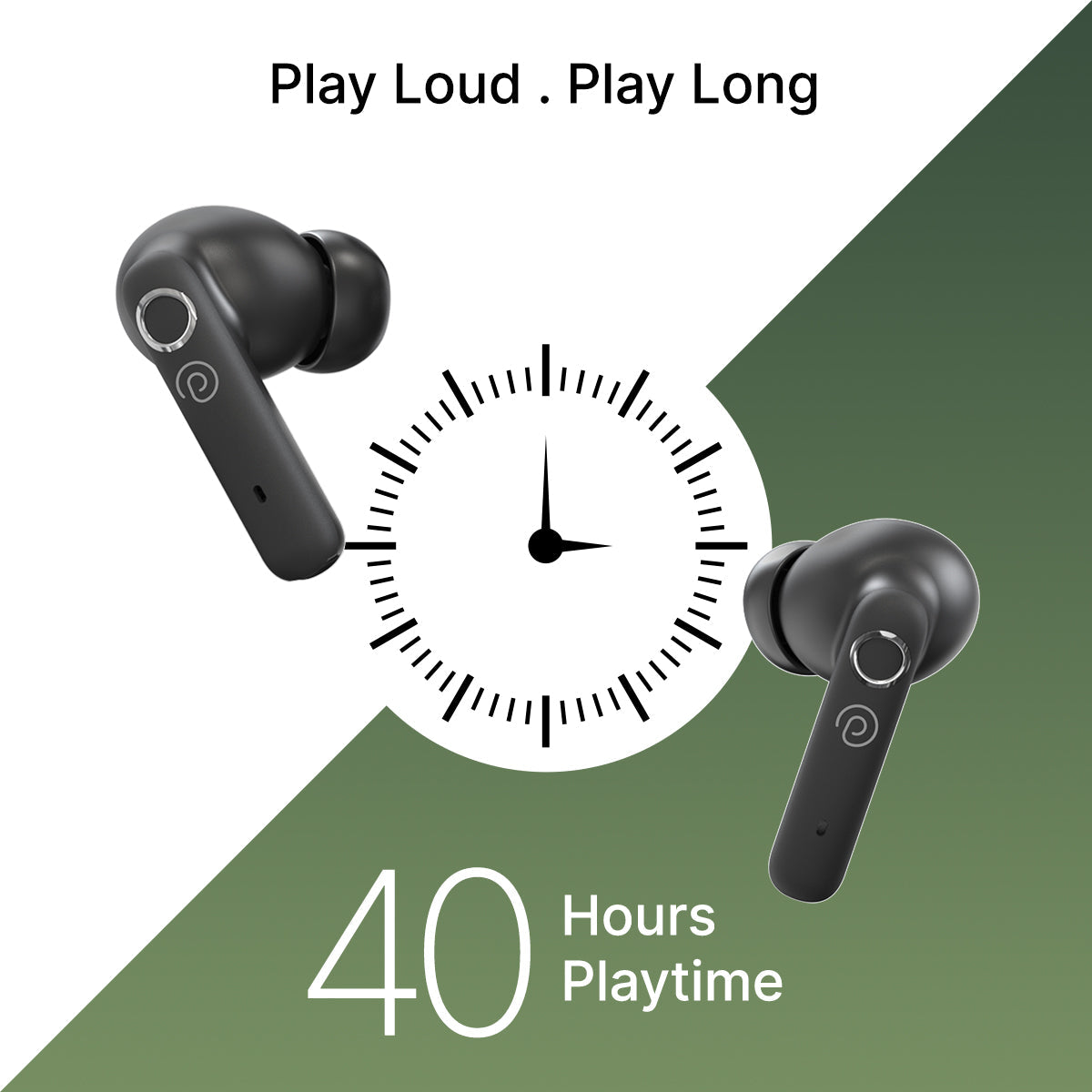 pTron Bassbuds Tunes V2 In-Ear TWS Earbuds with Stereo Sound, 40Hrs Playtime, Stereo Calls, Bluetooth v5.3 Headphones with Quick Pairing, Touch Control, Voice Assistant, Type C Charging & IPX5 (Black)