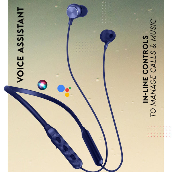 Zimo Aeroflex Bluetooth 5.2 Wireless in Ear Headphones, 18Hrs Playtime, Deep Bass, HD Calls, Dual Device Pairing, Voice Assist, Type-C Fast Charge Wireless Neckband, IPX4 (Blue)