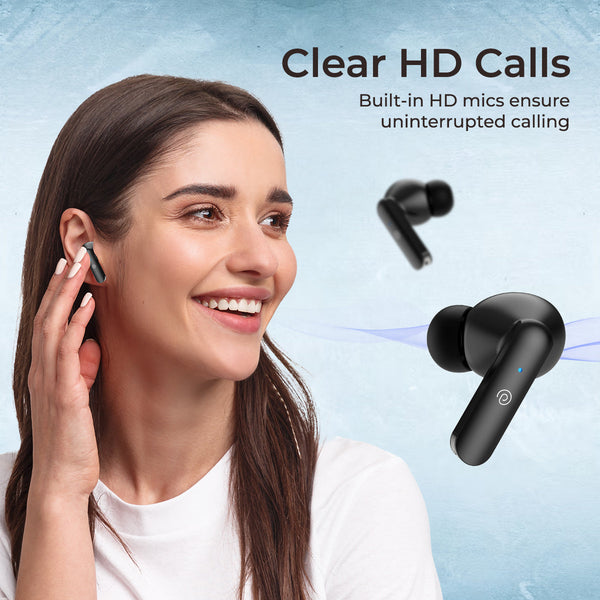 pTron Basspods P81 in-Ear Wireless Earbuds, Pristine Sound, 32Hrs Playtime, Clear Calls TWS Earbuds, Bluetooth V5.1 Headphone, Type-C Fast Charging, Voice Assist & IPX4 Water Resistant (Black)