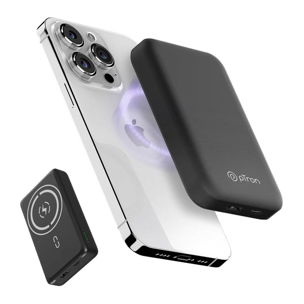 pTron Dynamo Arc 10000mAh 22.5W Fast Charging Power Bank, 15W Wireless Charging, 20W PD/Type C Fast Charging, 3 Outputs/2 Inputs, Digital Display, Built-in Cables & BIS Certified (Black)